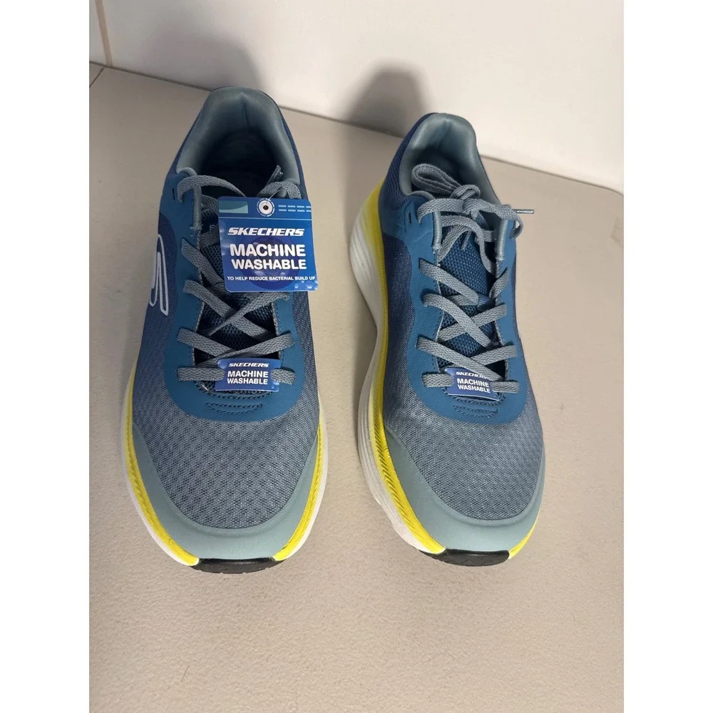 Skechers Mens GOrun Max Cushioning Blue Yellow Sneakers 220063 Sz 11.5